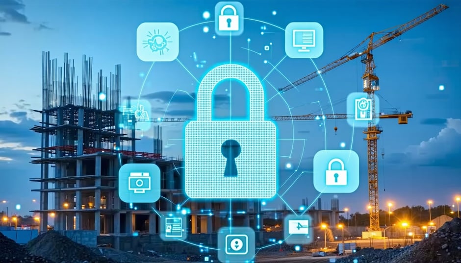A construction site with digital locks and securit